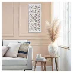 Sale Kirklands Home Wood Medallion August Wall Plaque White