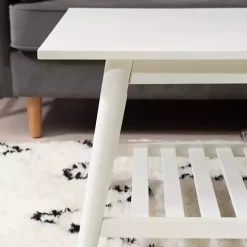 New Kirklands Home White Wood Midcentury Coffee Table