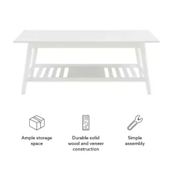 New Kirklands Home White Wood Midcentury Coffee Table