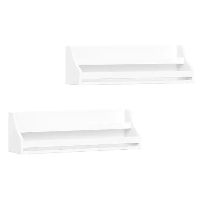New Kirklands Home White Wood Rack Wall Bookshelves, Set of 2