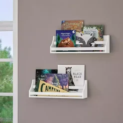New Kirklands Home White Wood Rack Wall Bookshelves, Set of 2