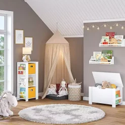 New Kirklands Home White Wood Rack Wall Bookshelves, Set of 2