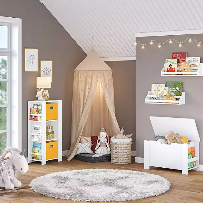 New Kirklands Home White Wood Rack Wall Bookshelves, Set of 2