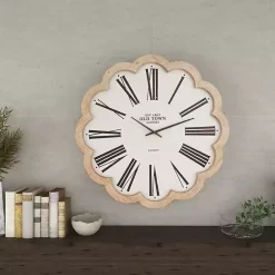 Best Kirklands Home White Wood Scalloped Frame Wall Clock