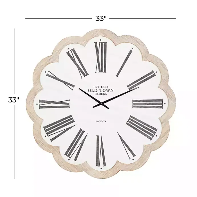 Best Kirklands Home White Wood Scalloped Frame Wall Clock