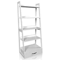 New Kirklands Home Wood 5-Shelf Leaning Bookshelf White