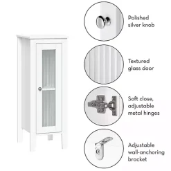 Clearance Kirklands Home Wood Slim Single Glass Door Floor Cabinet White