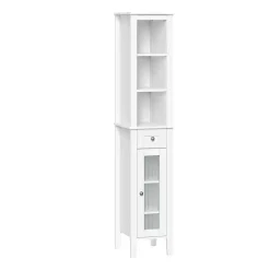 Online Kirklands Home Wood Tall Single Pane Glass Door Cabinet White