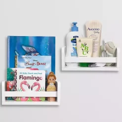 Discount Kirklands Home White Wood Wall Bookshelves, Set of 2