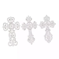 Sale Kirklands Home Wood Wall Cross Wall Plaques, Set of 3 White