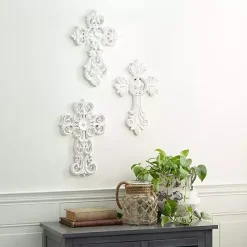 Sale Kirklands Home Wood Wall Cross Wall Plaques, Set of 3 White