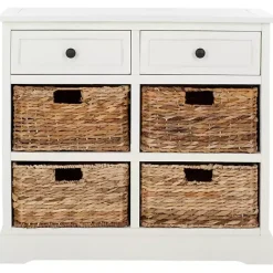 Discount Kirklands Home Wood Woven Baskets Cabinet White