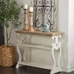 Kirklands Home Wooden 2-Shelf Console Table White