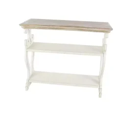 Kirklands Home Wooden 2-Shelf Console Table White