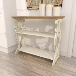 Kirklands Home Wooden 2-Shelf Console Table White