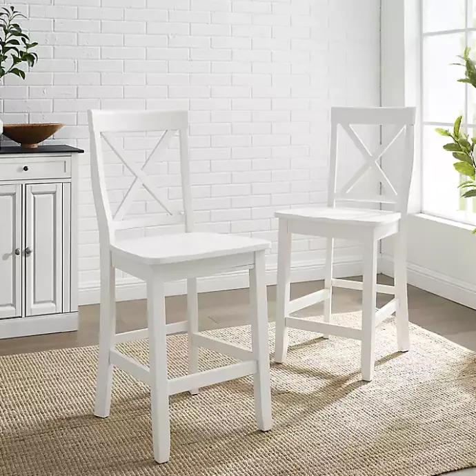 Best Kirklands Home X-Back Farmhouse Counter Stools, Set of 2 White