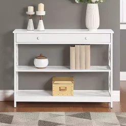 Hot Kirklands Home X-Frame 2-Shelf Console Table White