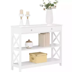 Hot Kirklands Home X-Frame 2-Shelf Console Table White