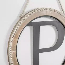 Kirklands Home Whitewash Bead Trim Monogram P Plaque