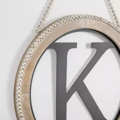 New Kirklands Home Whitewash Bead Trim Monogram K Plaque