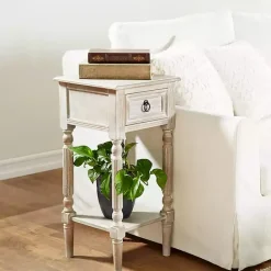 Outlet Kirklands Home Whitewash Distressed Wood Accent Table Brown
