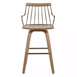 Discount Kirklands Home Whitewash Poplar Wood Swivel Counter Stool Tan