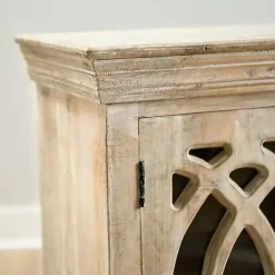 Sale Kirklands Home washed Arched Wooden Cabinet White