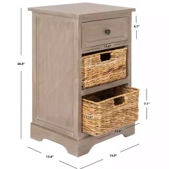 Best Kirklands Home Whitewashed Brown Wood Side Table with Baskets