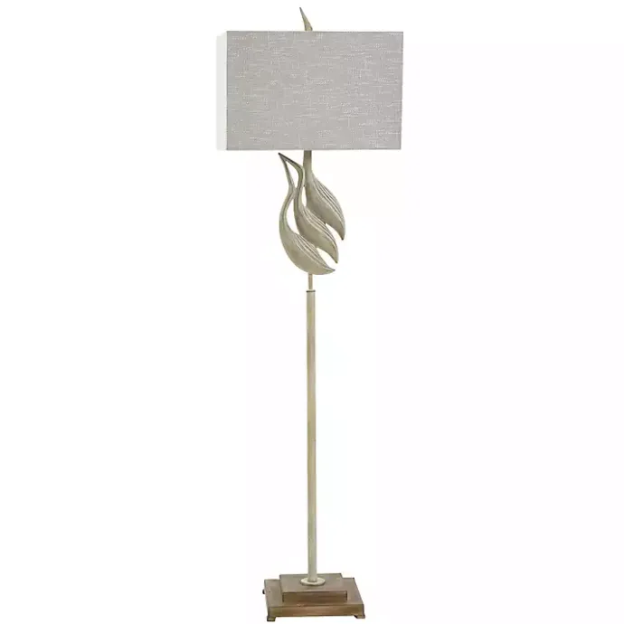 Outlet Kirklands Home Whitewashed Carved Egrets Floor Lamp Tan