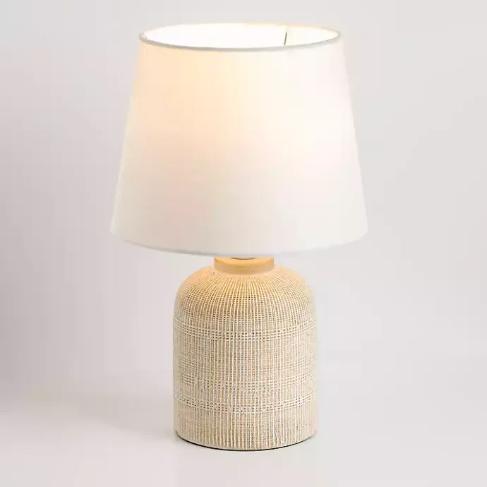 Outlet Kirklands Home washed Carved Grid Table Lamp White