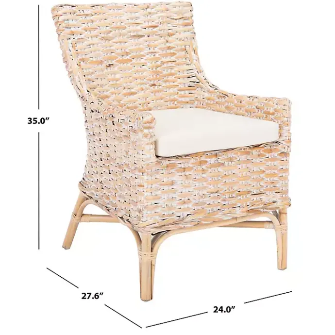 Discount Kirklands Home washed Rattan Cristen Accent Chair White