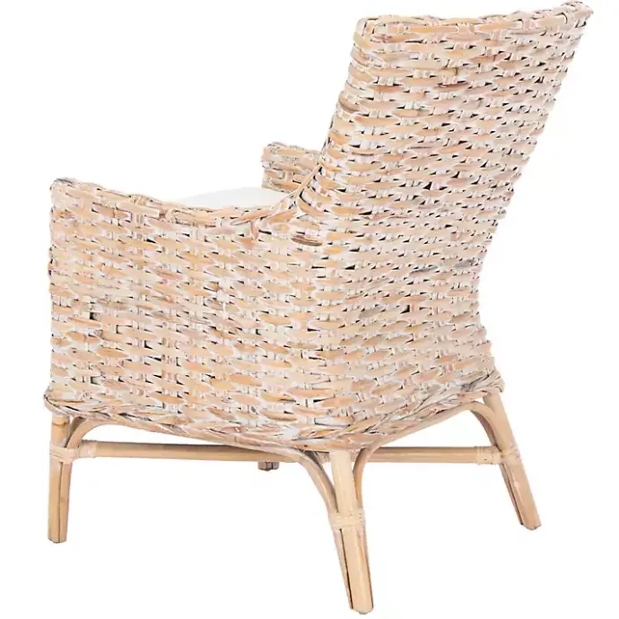 Discount Kirklands Home washed Rattan Cristen Accent Chair White