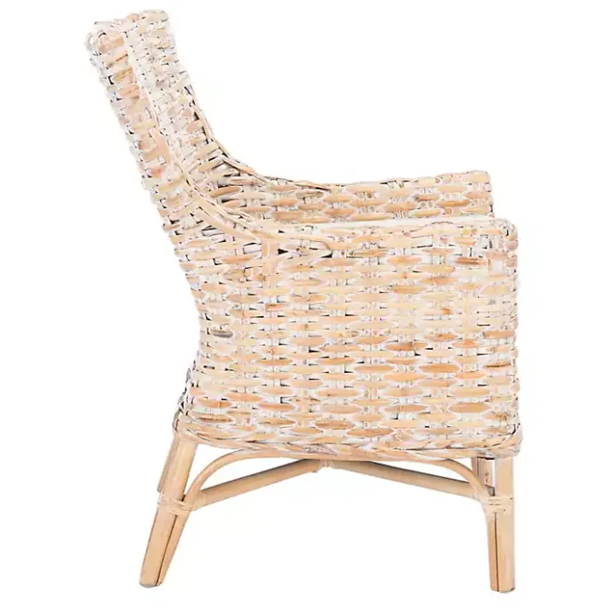 Discount Kirklands Home washed Rattan Cristen Accent Chair White