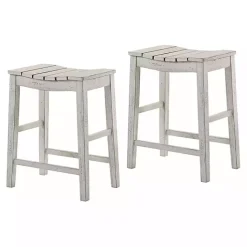 Clearance Kirklands Home washed Saddle Seat Counter Stools, Set of 2 White