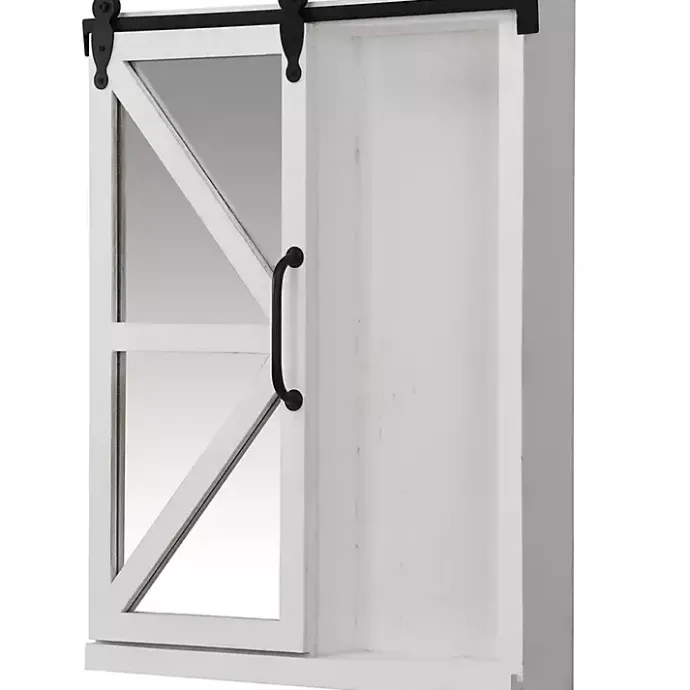 Online Kirklands Home washed Sliding Barn Door Wall Cabinet White