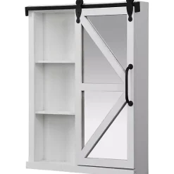 Online Kirklands Home washed Sliding Barn Door Wall Cabinet White
