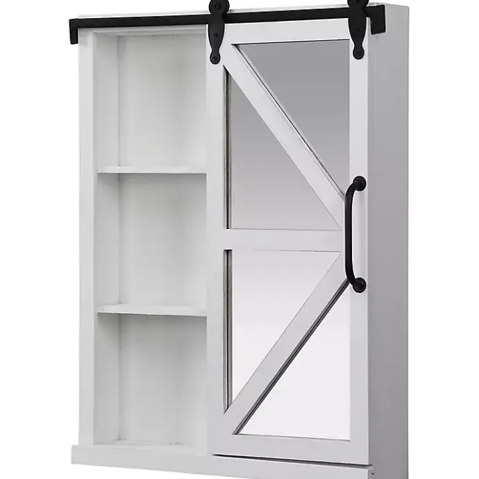 Online Kirklands Home washed Sliding Barn Door Wall Cabinet White