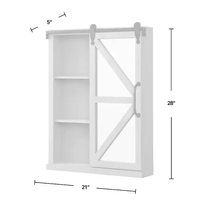 Online Kirklands Home washed Sliding Barn Door Wall Cabinet White