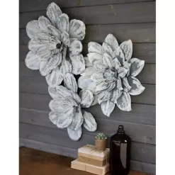 Hot Kirklands Home washed Wall Flower Sculptures, Set of 3 White