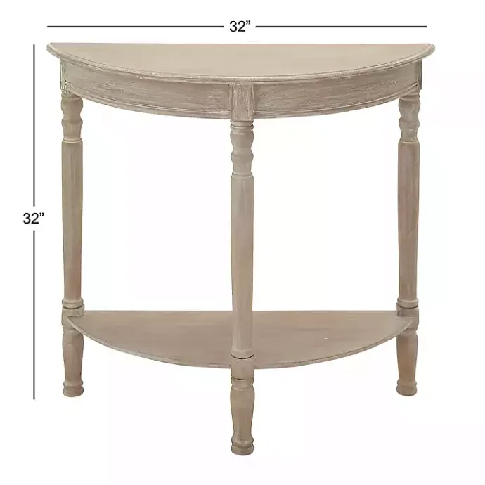 Sale Kirklands Home Whitewashed Wood Half Moon Console Table Brown