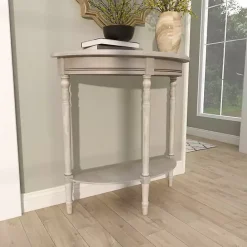 Sale Kirklands Home Whitewashed Wood Half Moon Console Table Brown