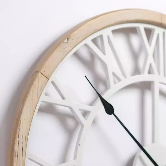Sale Kirklands Home Whitewashed Wood Open Face Wall Clock