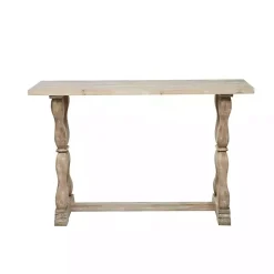 Kirklands Home Whitewashed Wood Trestle Base Console Table