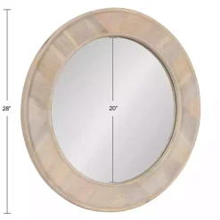 New Kirklands Home washed Woodgrain Round Wall Mirror White