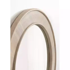New Kirklands Home washed Woodgrain Round Wall Mirror White