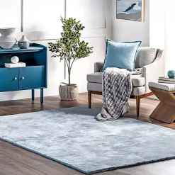 Discount Kirklands Home Whitlow Shag Washable Area Rug, 8x10 Blue