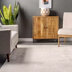 New Kirklands Home Whitlow Shag Washable Area Rug, 6x9 Ivory