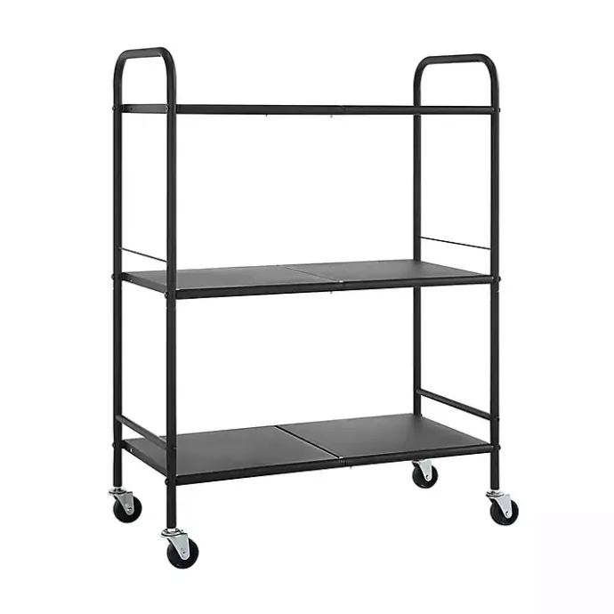 Discount Kirklands Home Wide Metal 3-Tier Storage Cart Black