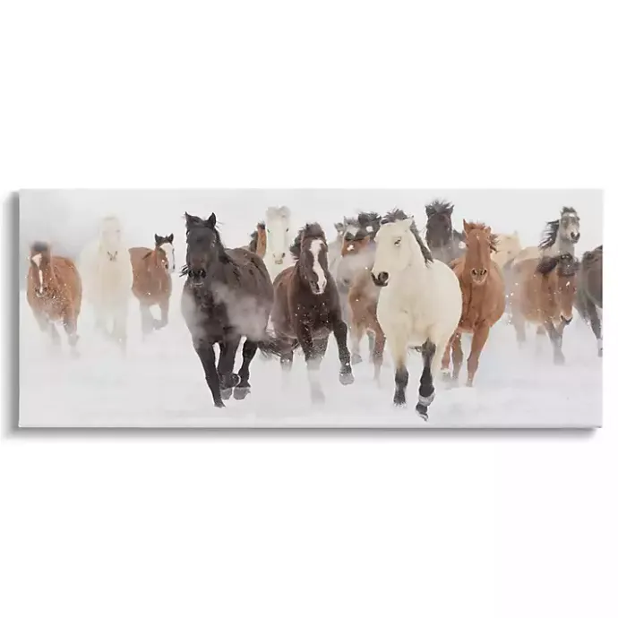 New Kirklands Home Wild Winter Horses Canvas Art Print, 40x17 in.