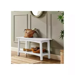 Clearance Kirklands Home Willis Wooden Lower Shelf Bench White